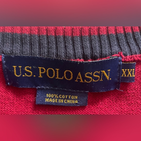 Vintage US Polo Ralph Lauren Sweater Vest Size XXL V Neck Maroon 100% Co… - Picture 3 of 7